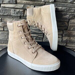 Timberland Women's High Top Sneakers Beige Suede Shoes US 7 EU 38 Casual Leather
